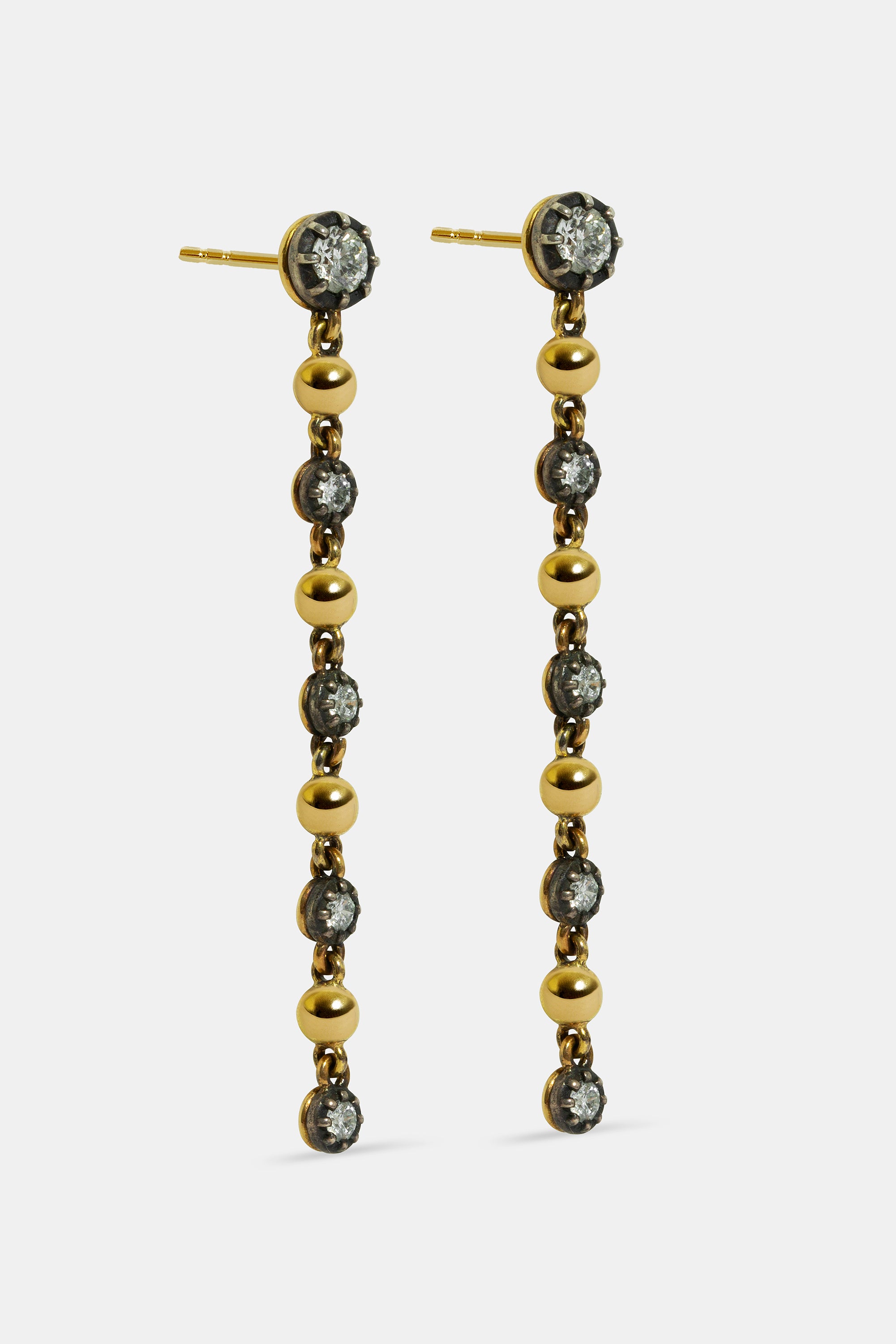 Balls and diamonds long earrings