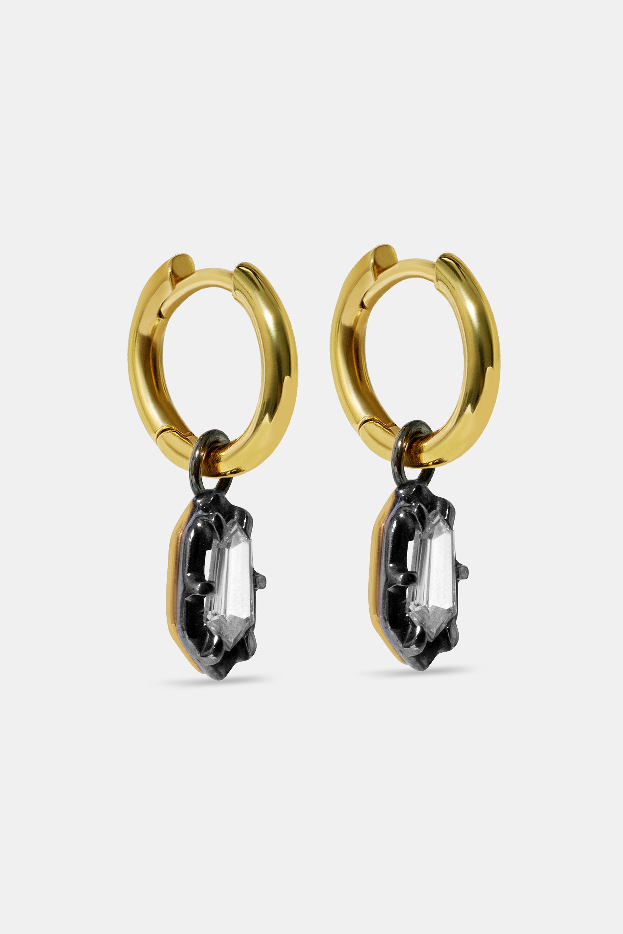 Midnight trapezoid hoop earrings