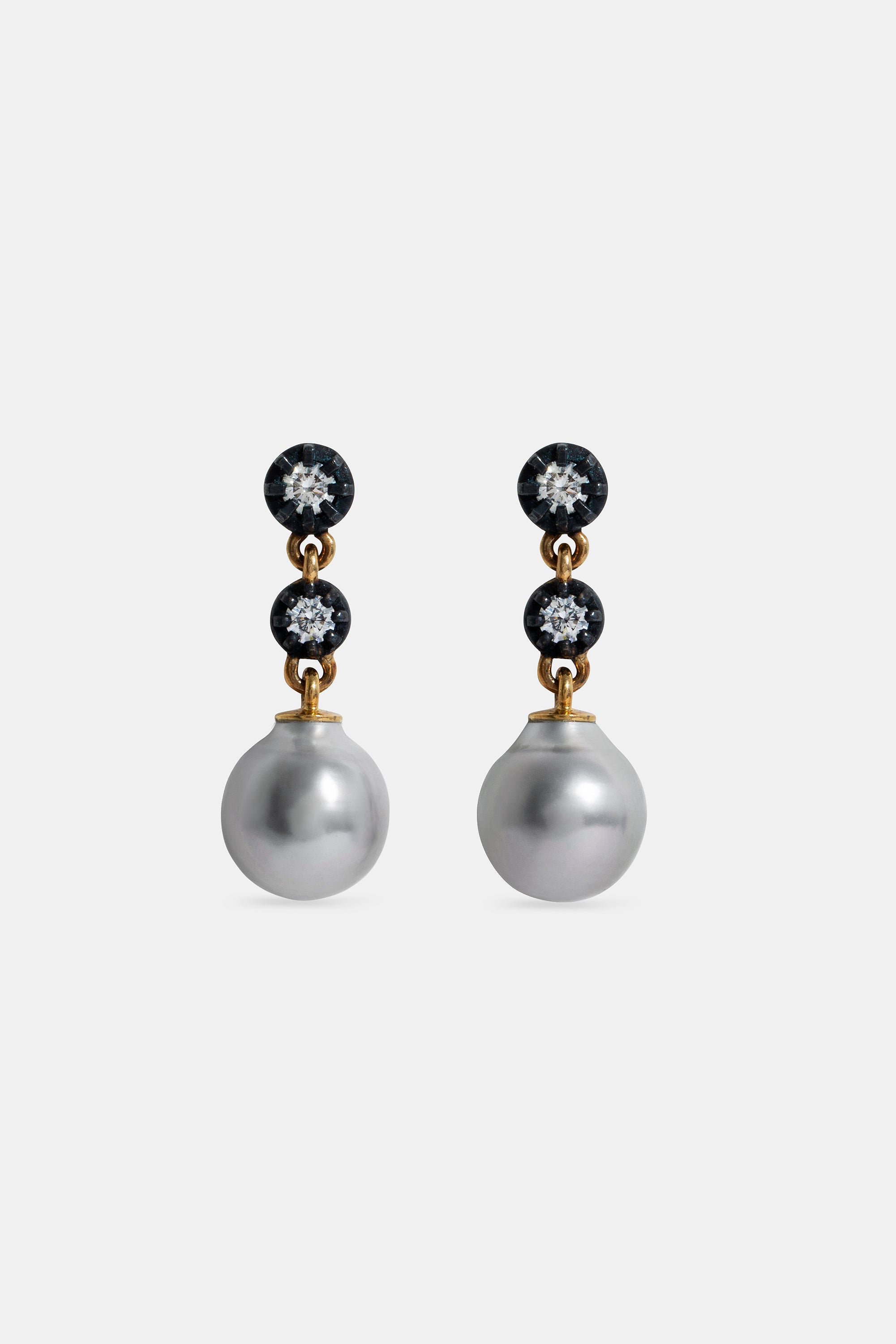 Pendientes Midnight & perlas grises