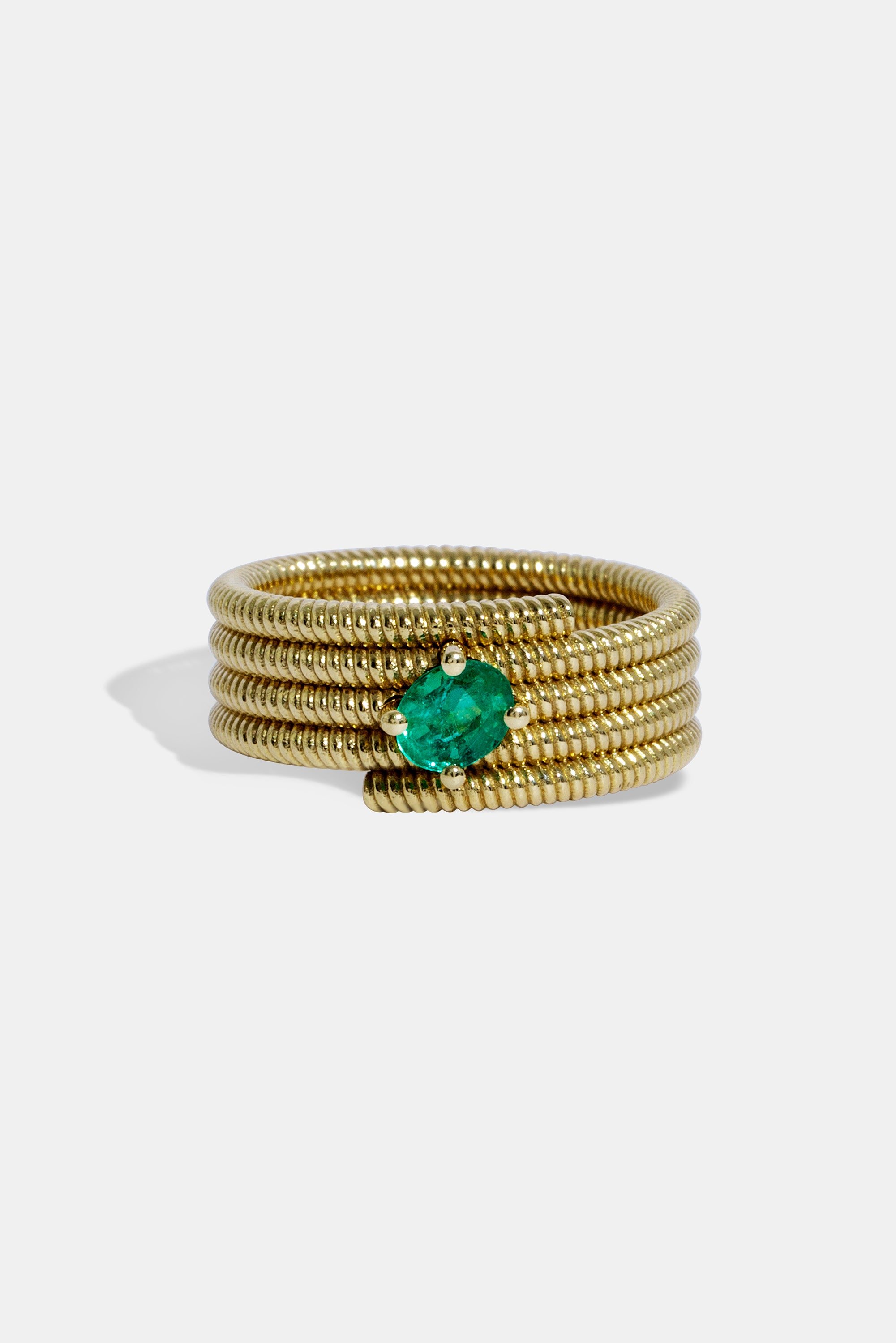 Cabo twist emerald pinky ring
