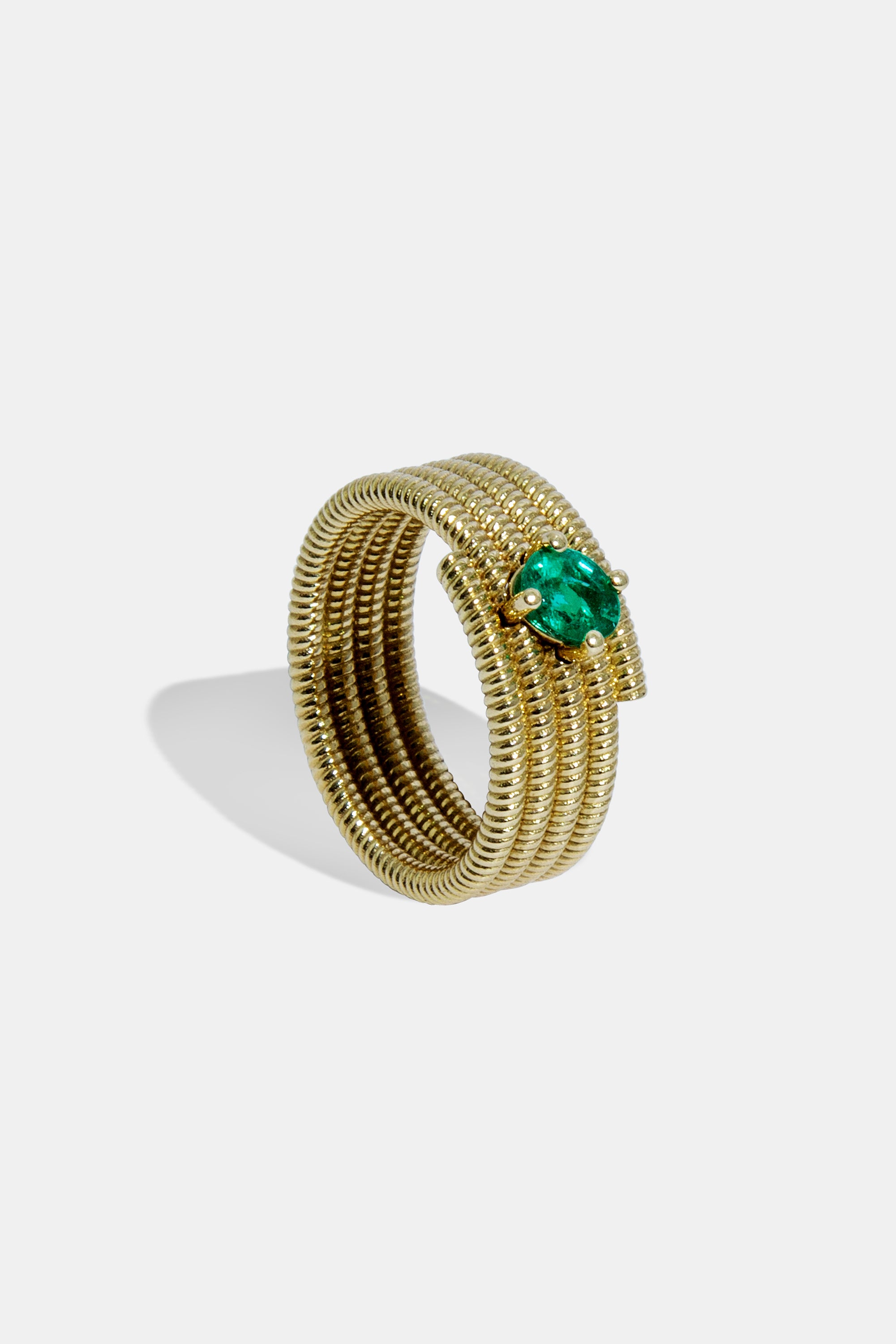 Cabo twist emerald pinky ring