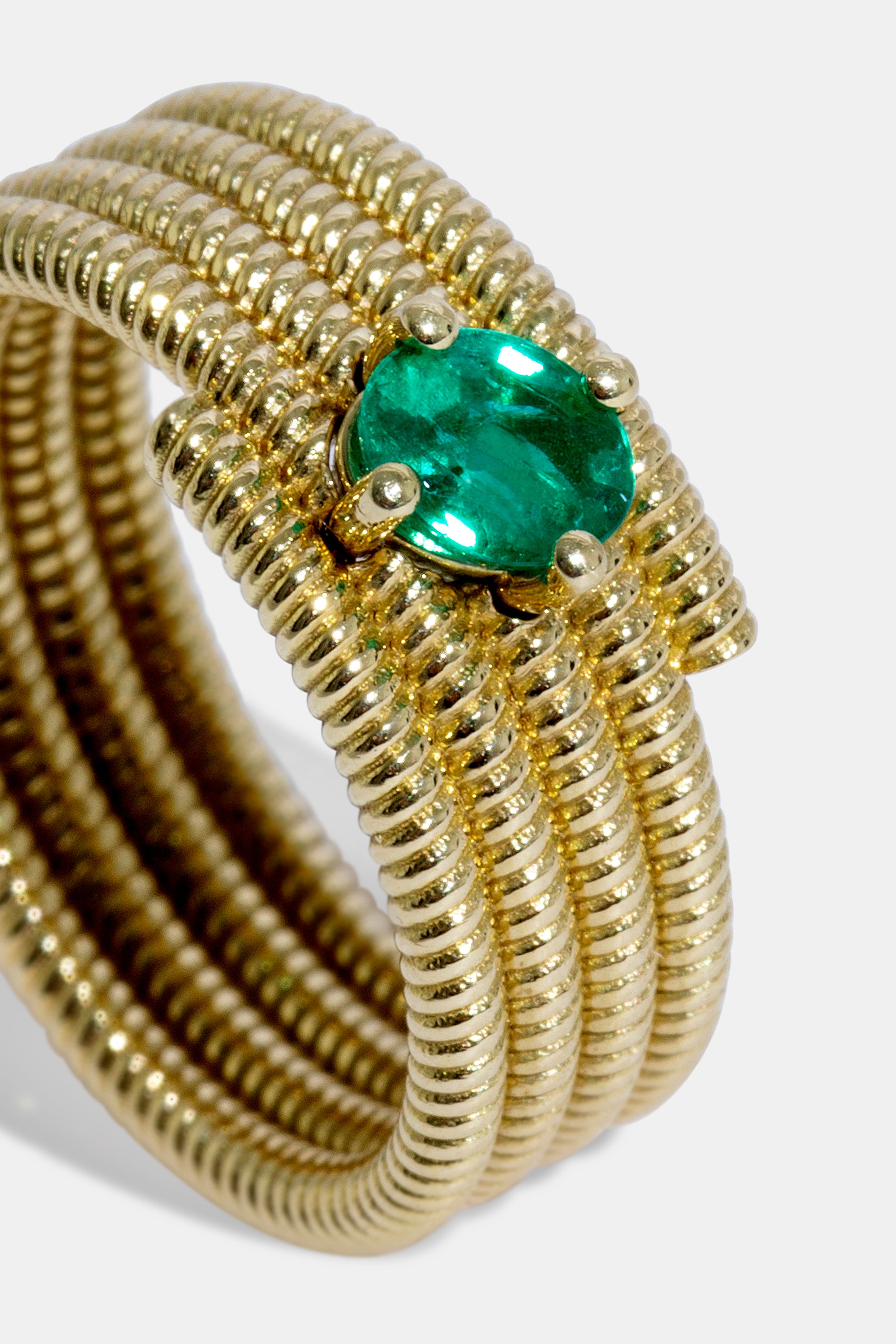 Cabo twist emerald pinky ring