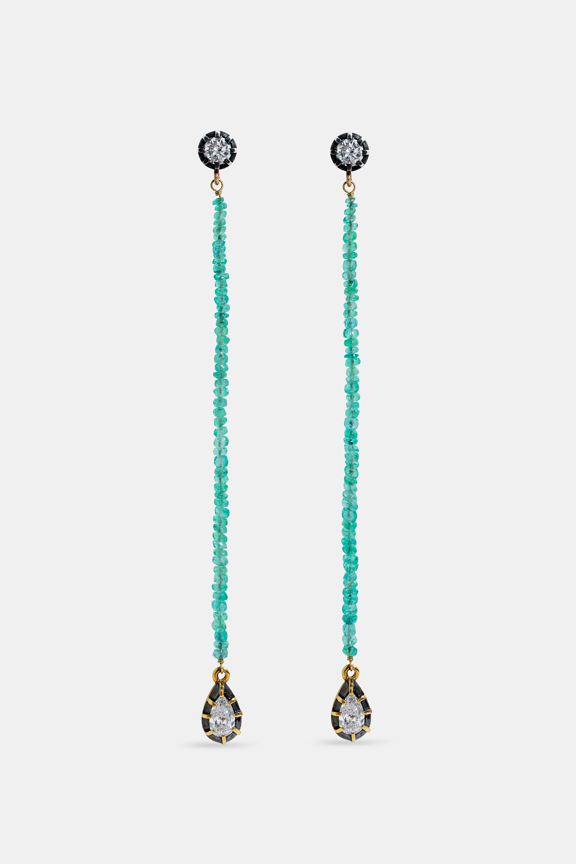 Pendientes beads esmeraldas 