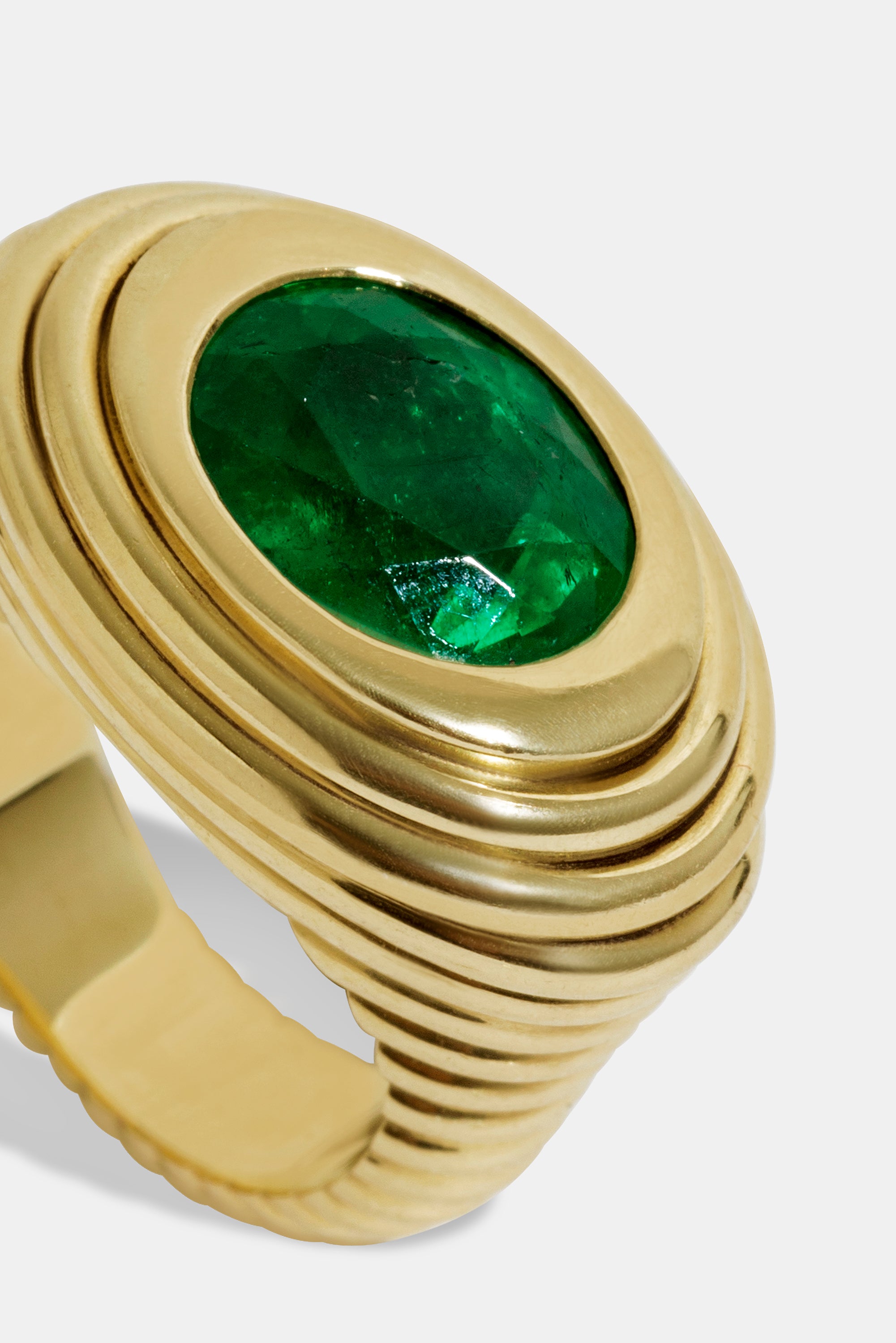 Gold & Gold pinky emerald ring