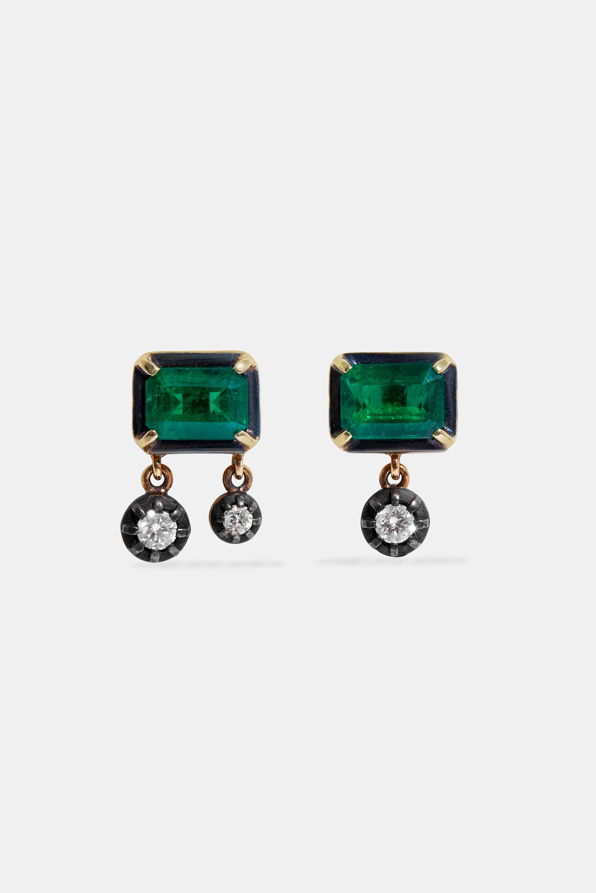 Pendientes esmeralda y diamantes