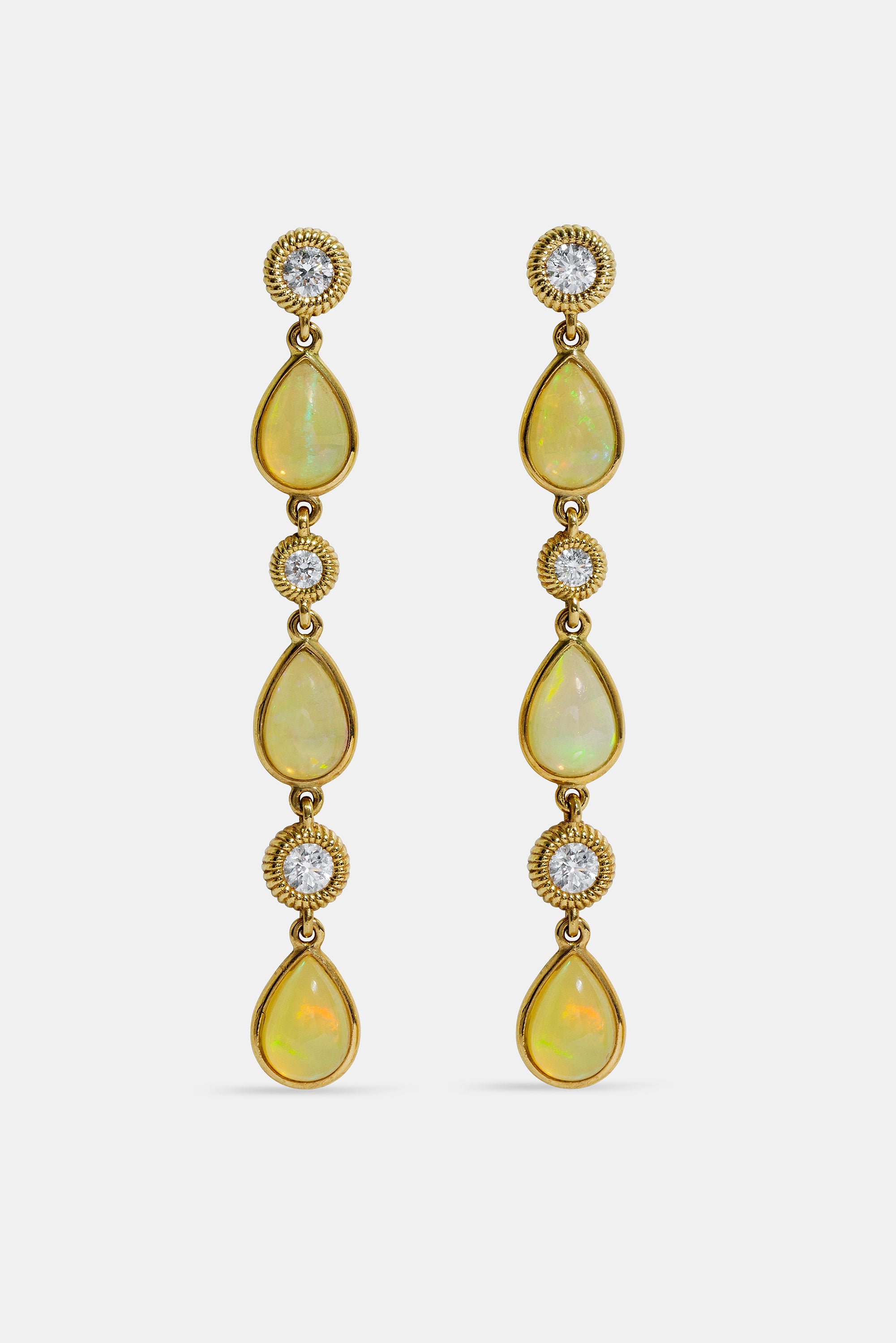 Pendientes largos de ópalos & diamantes