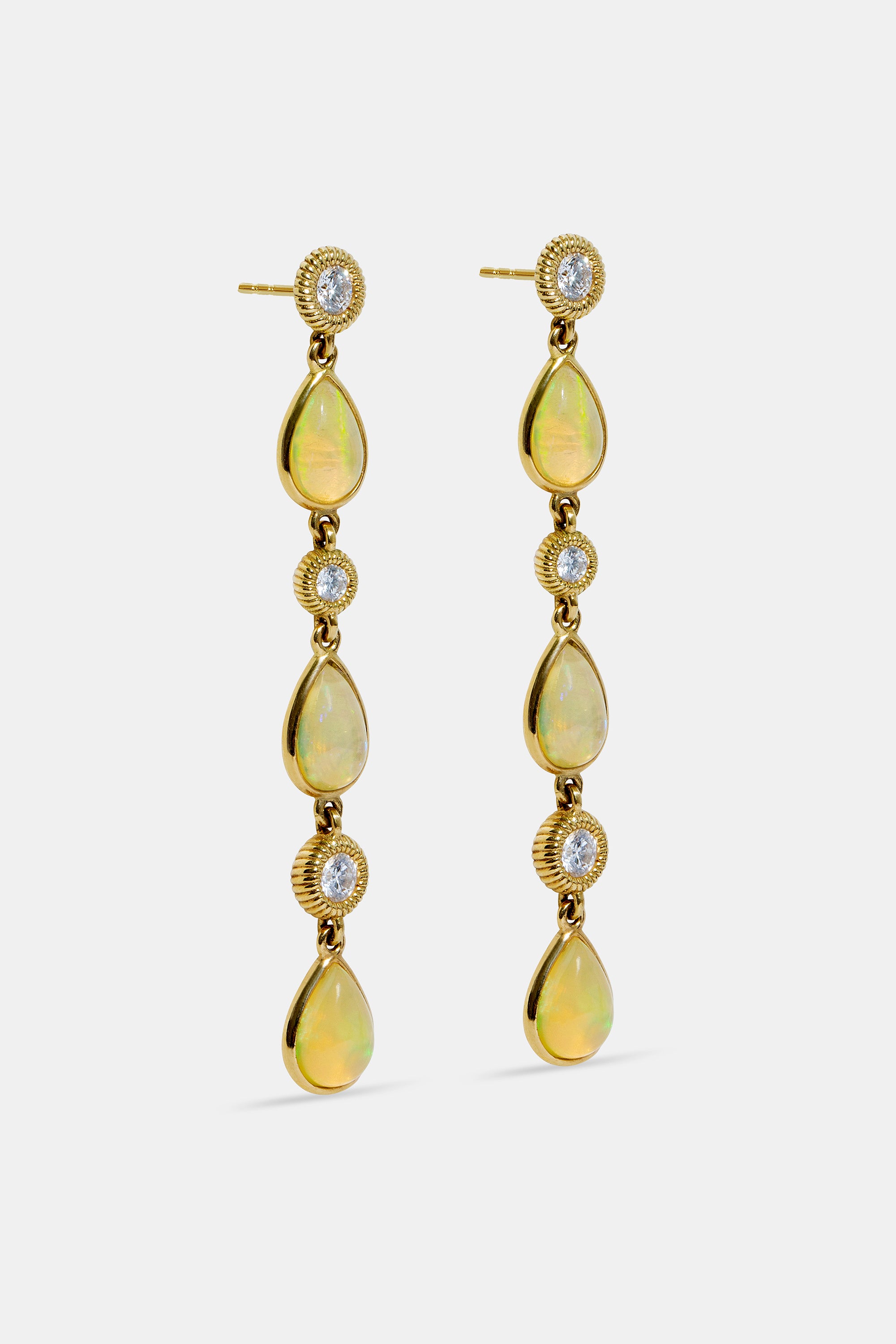 Pendientes largos de ópalos & diamantes