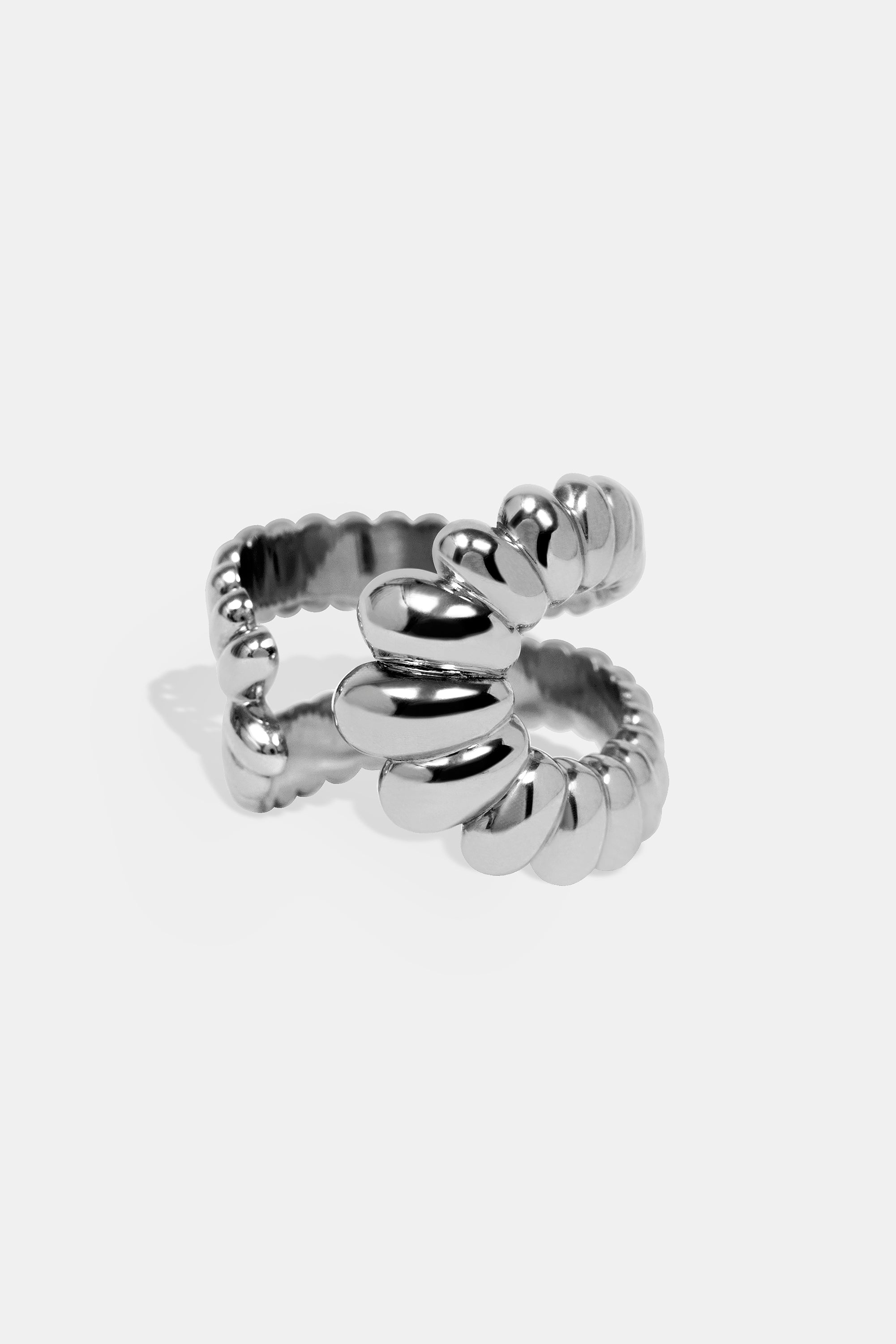 Spiral pinky white ring