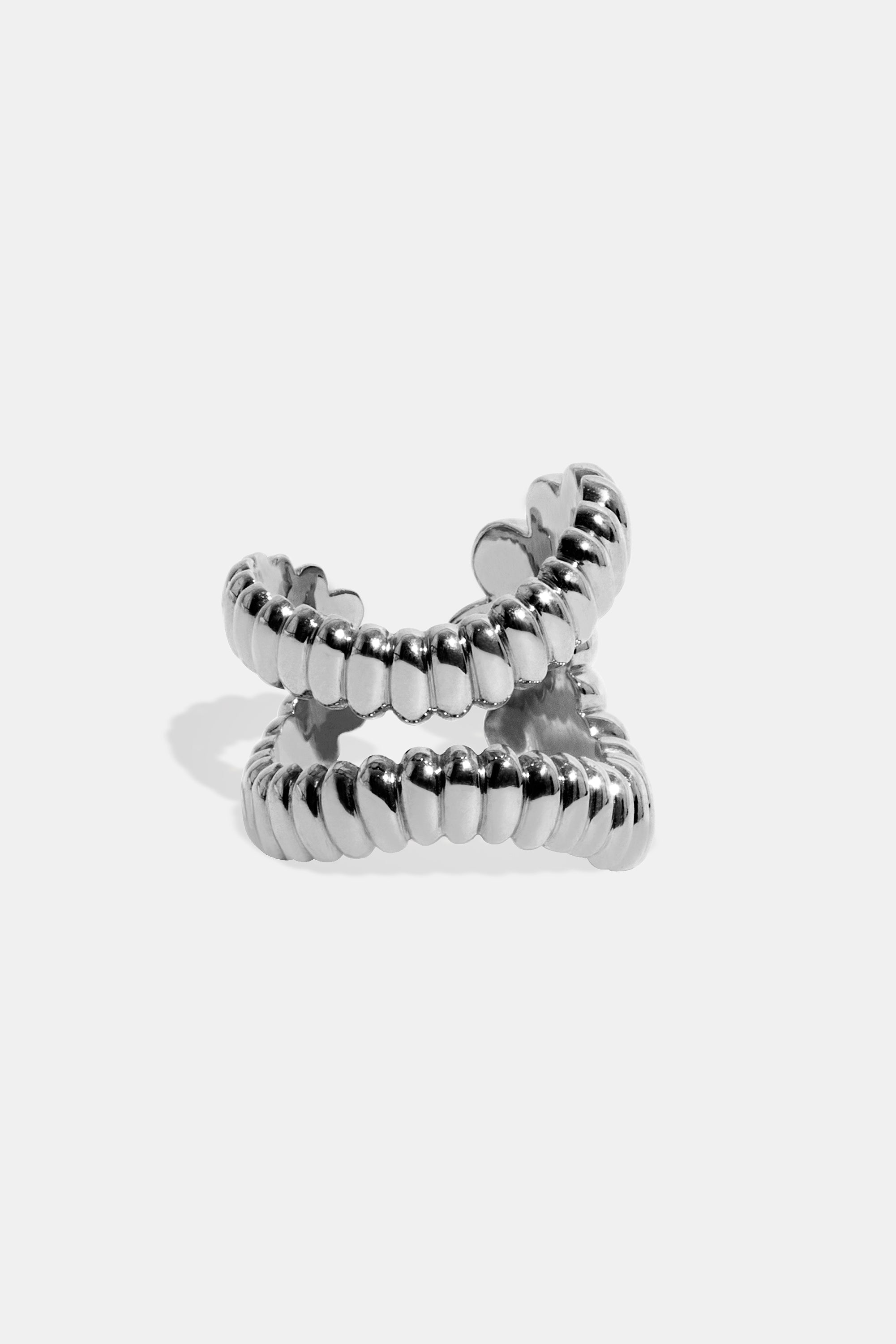 Spiral pinky white ring