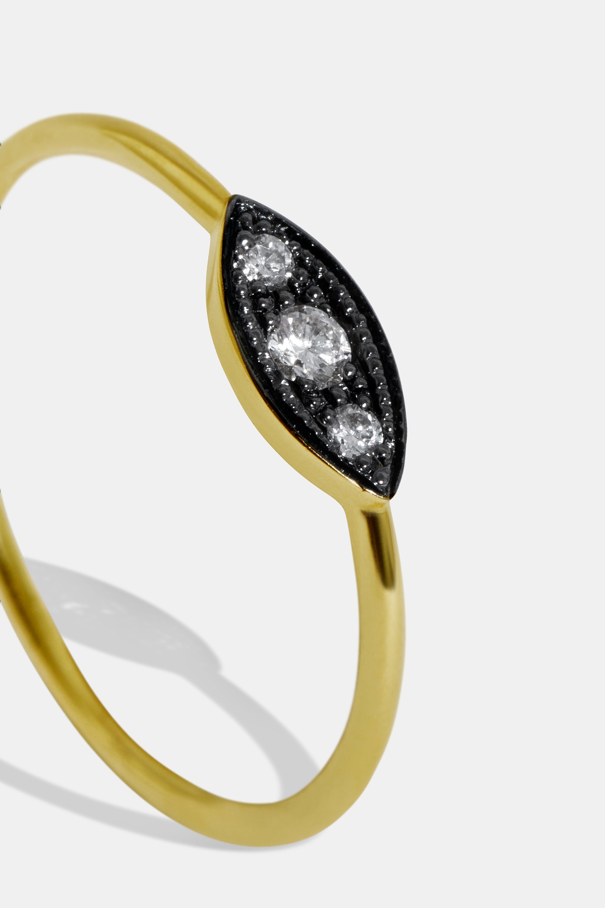 Midnight triple uneven tiny ring