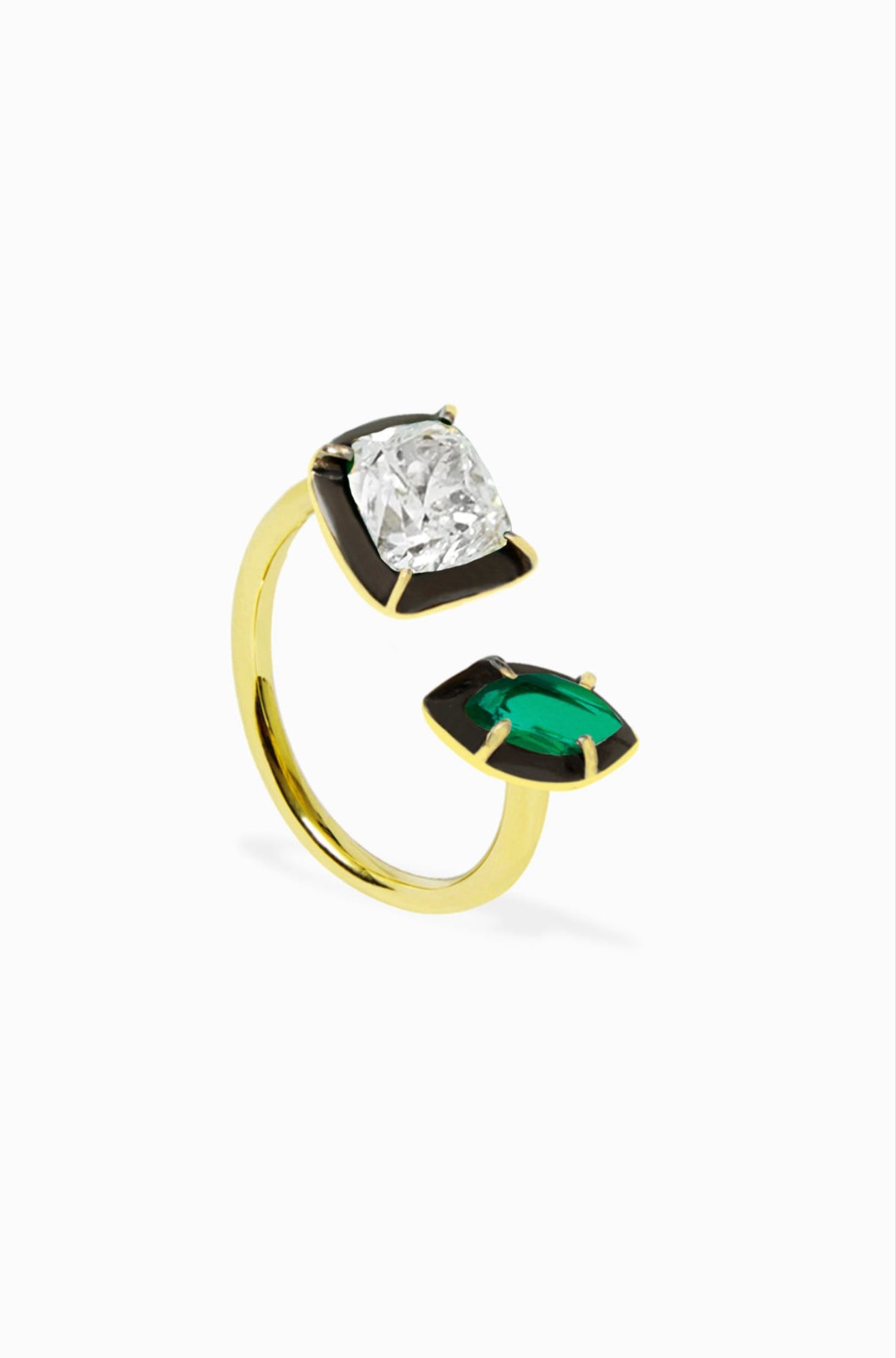Emerald and marquise ring