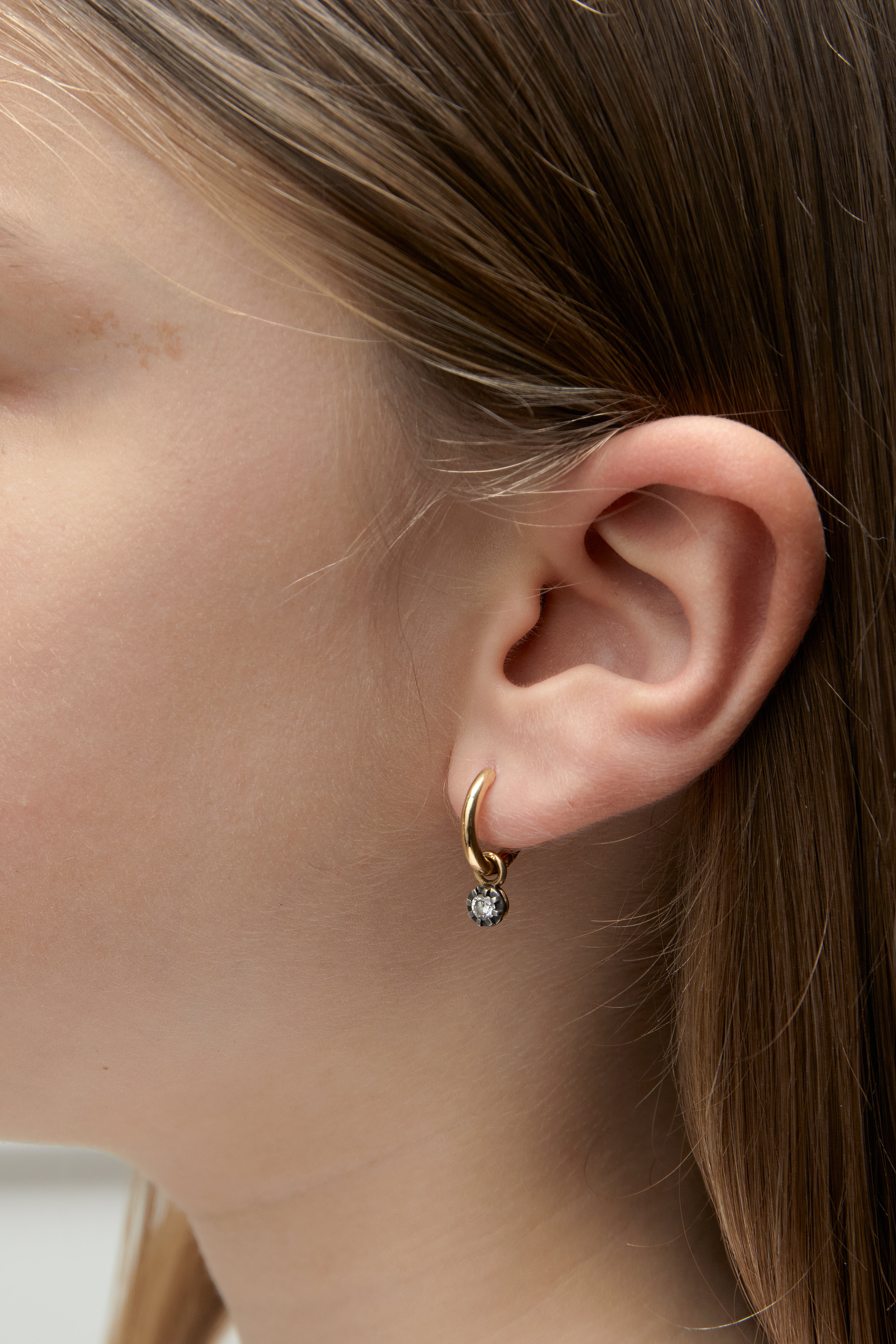 Midnight diamond hoop earrings 0.14ct