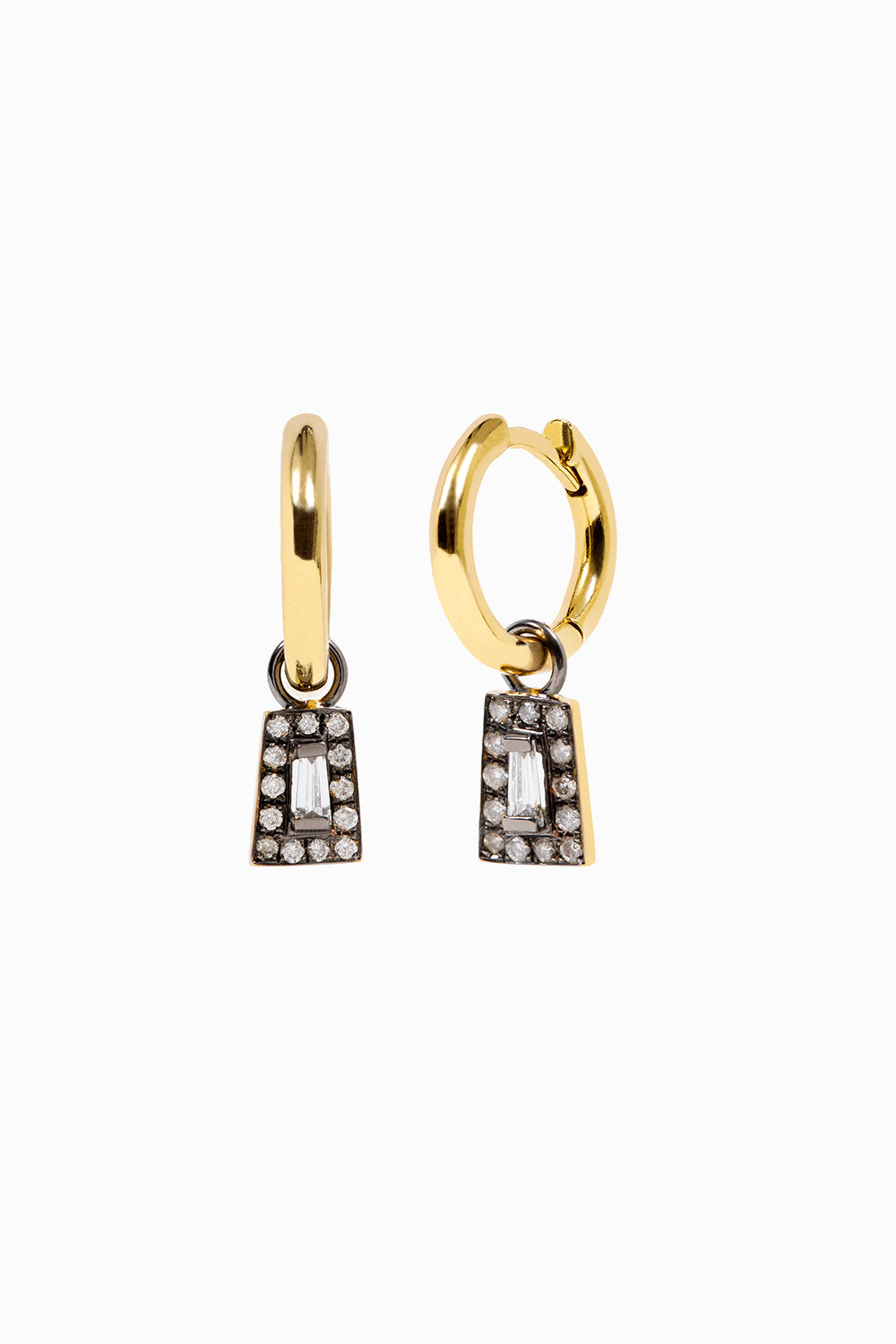 Taper earrings with black rhodium and gold hoop