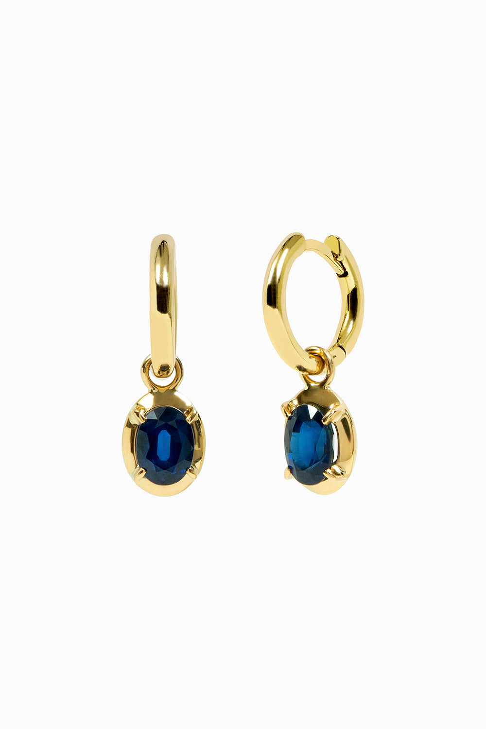 Sapphire hoop yellow gold earrings
